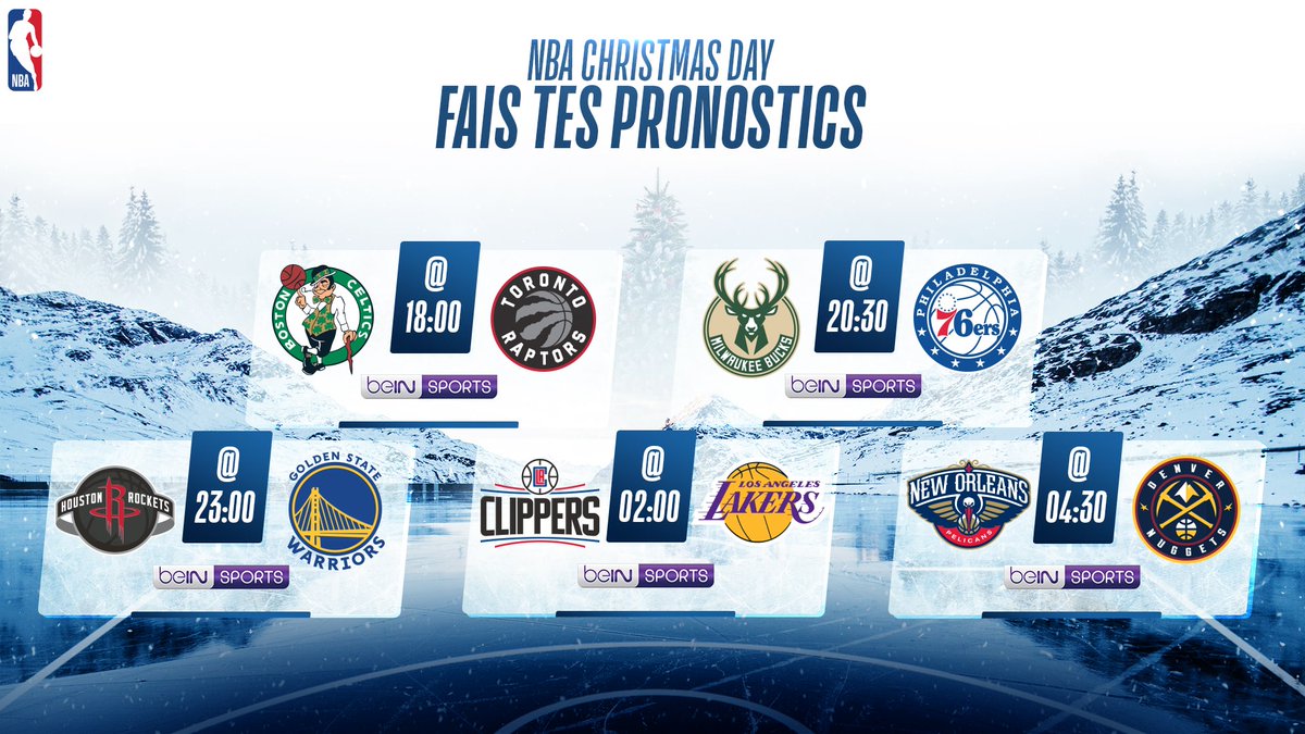 NBAextra's tweet photo. [🎁 CONCOURS] #NBA
 🎟️ Tente de gagner 2 places pour le NBA Paris Game 2020 présenté par beIN SPORTS
👉 Pour cela, indique tes pronostics pour les matchs de Noël ici 
> https://t.co/ssPwRSMMvj
#NBAChristmasDayPredictions https://t.co/gZChhbLiUt