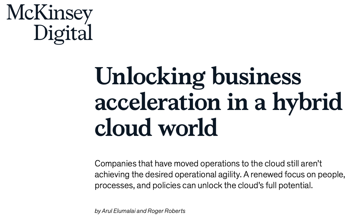 weareexeo's tweet photo. Very interesting report from McKinsey Digital: "Unlocking business acceleration in a hybrid cloud world".

Get it here:
https://t.co/kDdHCVIigE https://t.co/zXahZAT5oG