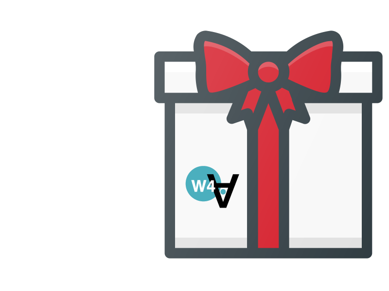 Present from w4a with a red ribbon