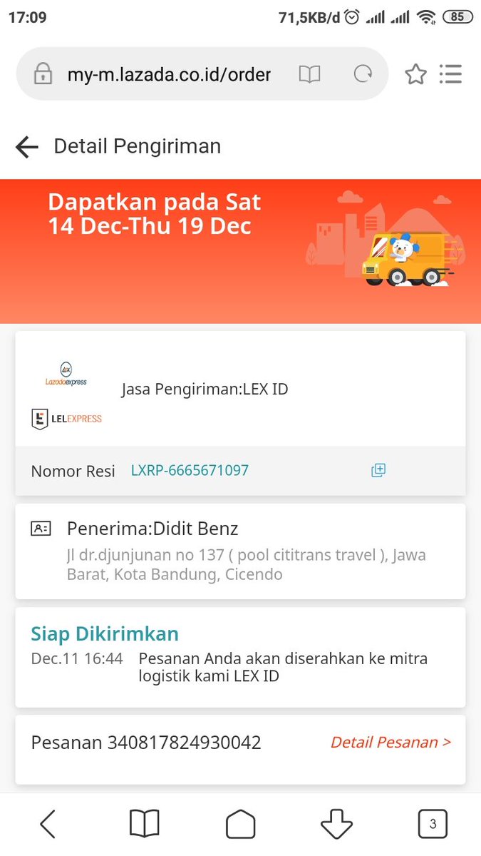 diditbeni's tweet photo. @LazadaID ini pesanan saya sampai sekrng belum dikirim mohon follow up nya https://t.co/rnPsmndNXl