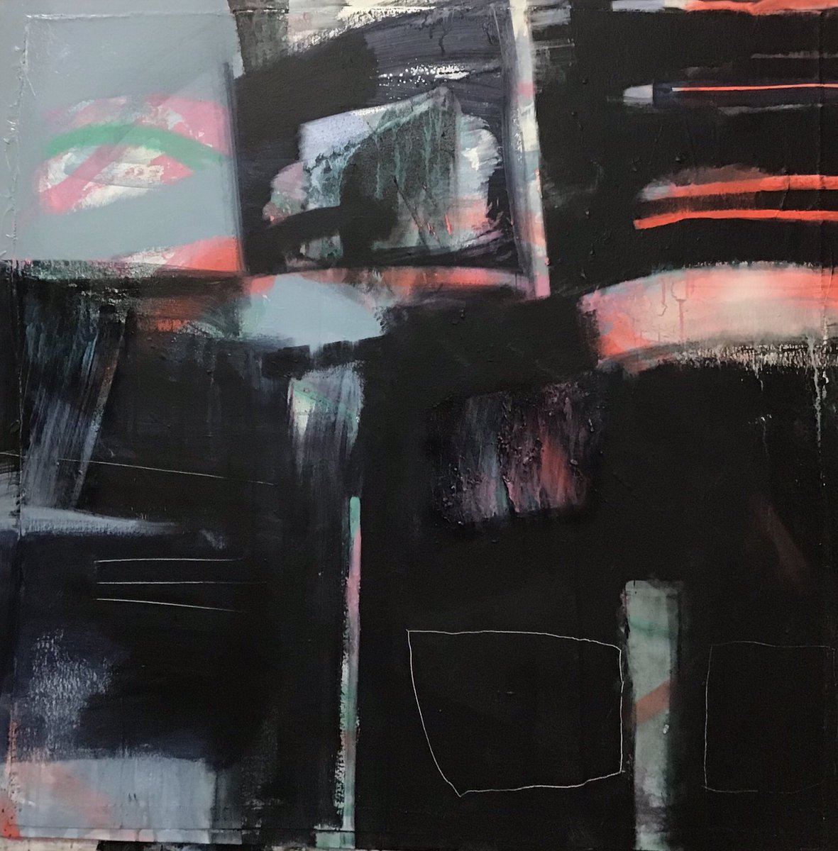 KeresztenyLewis's tweet image. Last painting of 2019, lots of lovely subtle textures and colour yet dark and moody.#abstractlandscape #interiorstatement #interiordesign