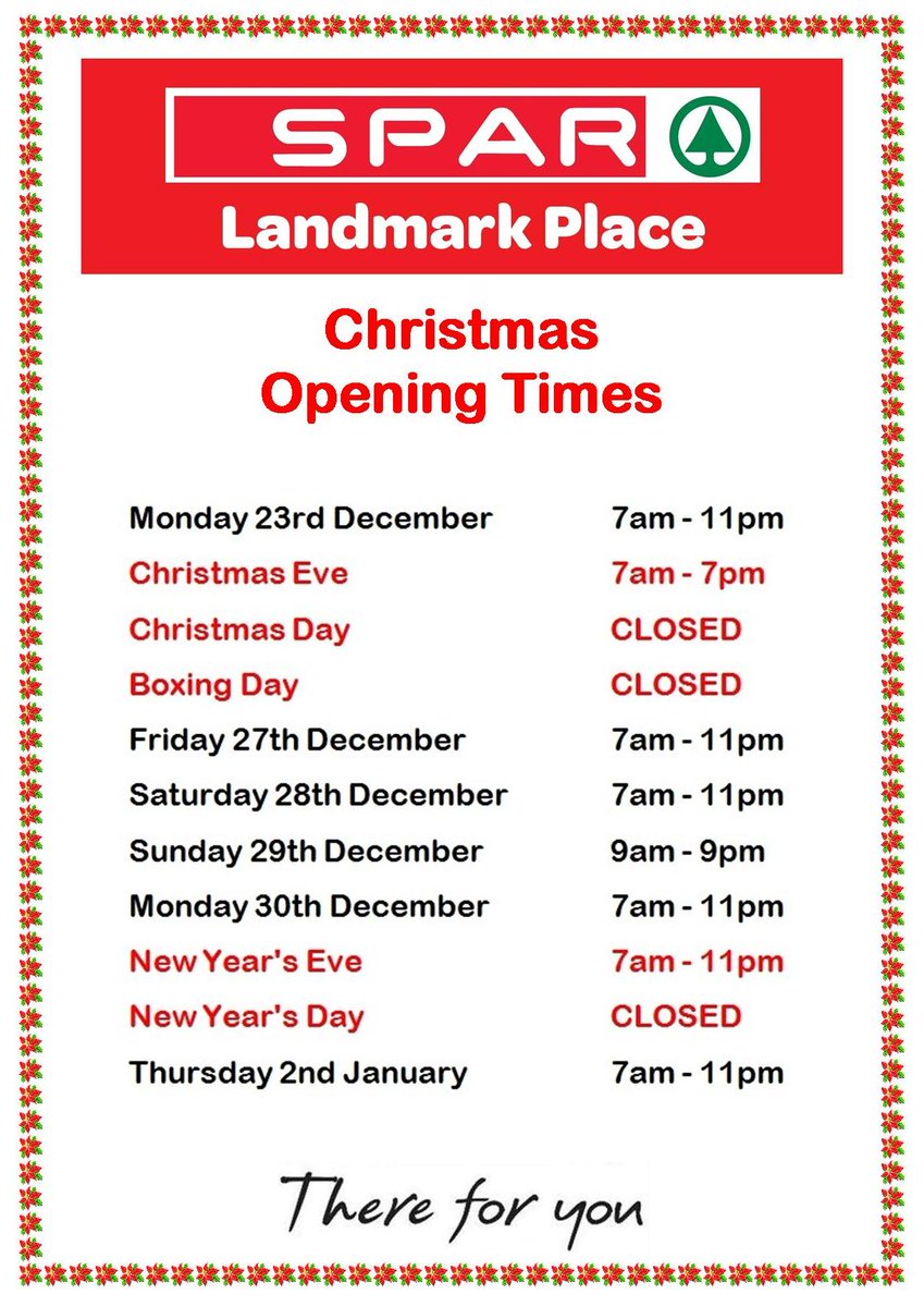 Christmas Opening Times 2019