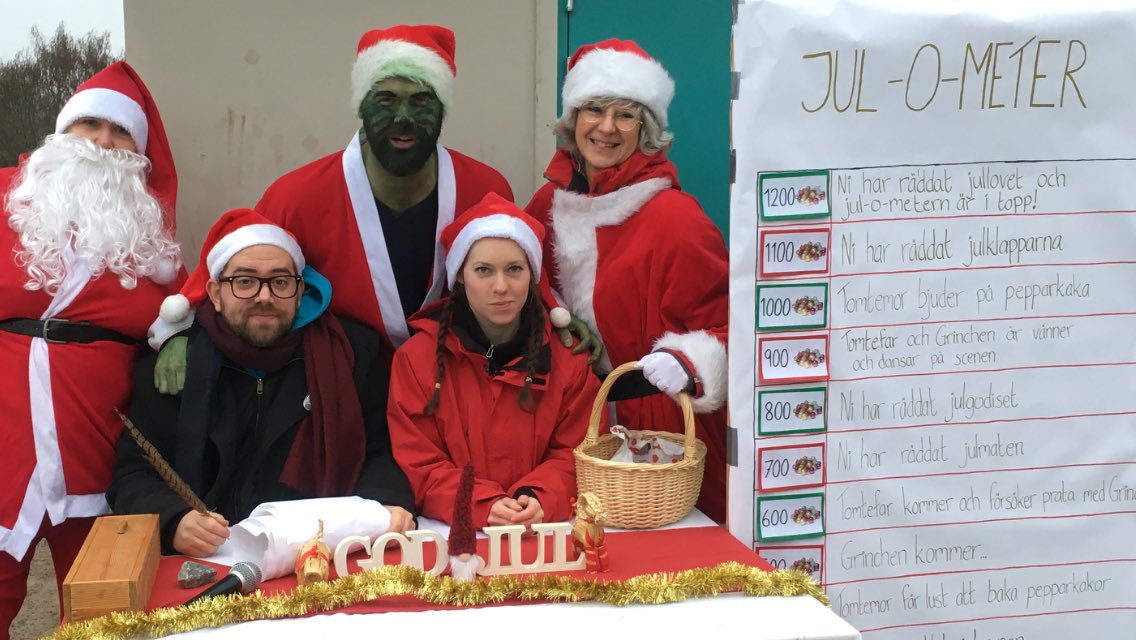 Julen är räddad!! ❤️  
Trots Grinchens anti-jul-pulver lyckades eleverna på #skälbyskolan samla ihop alla julkulor, så att  jul-o-metern gick är itopp och jullovet är räddat!! ❤️ #jagharvärldensbästajobb