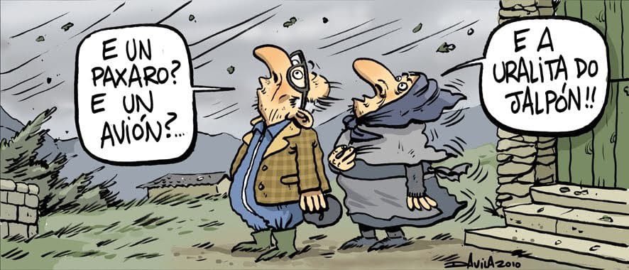 apatrigal's tweet photo. Unha das reflexións que máis nos gustan do gran Luís Davila  @OBichero 

Moi acaída para esta vaga de tormentas e auga que estamos recibindo https://t.co/hkC5WzLRbd