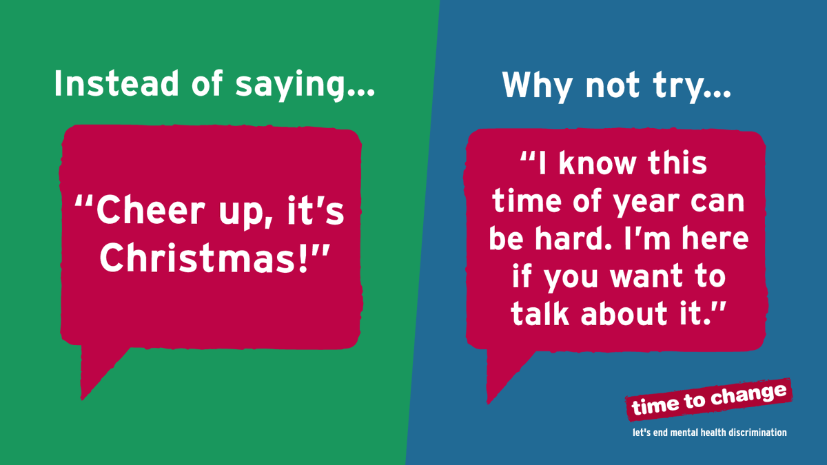 TimetoChange's tweet photo. It can be hard to get in the Christmas spirit when you're struggling with a mental health condition. Get more tips for supporting someone: https://t.co/jeo1gmG9R6 https://t.co/eefukETwYj