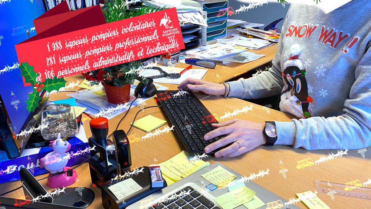 sdis27's tweet photo. Aujourd'hui c'est la Journée internationale du pull de #Noel 🎄🎅🏽
Dans le @EureenNormandie on joue le jeu que ce soit les #PAT pour l’administratif que les opérateurs au #CTA mais aussi des sapeurs- #pompiers (juste le temps de la photo rassurez-vous) et vous ? #JDPN #Jdpn2019 https://t.co/3XZuX6xdYJ