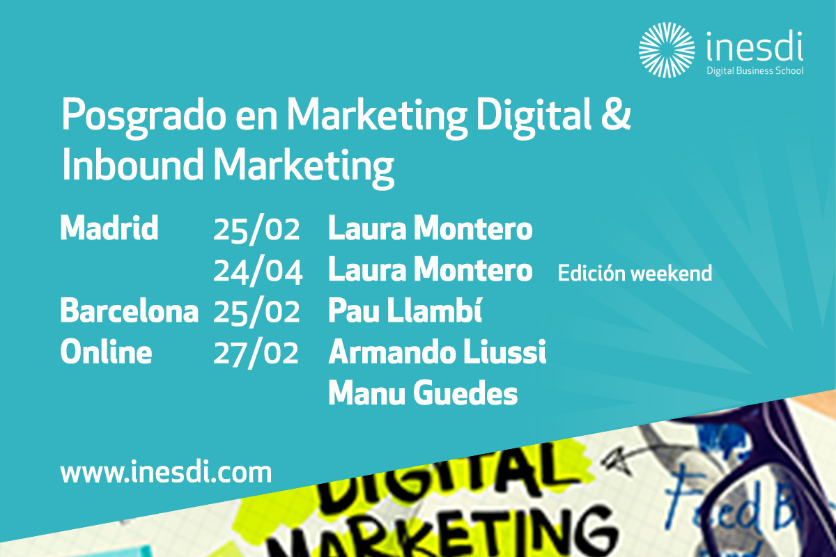 Inesdibts's tweet photo. Adquiere los conocimientos y técnicas para orientar tu carrera profesional al ámbito del marketing digital, con la nueva convocatoria del Posgrado en Marketing Digital &amp; Inbound Marketing con @LauraMontero00 @pau_llambi @mandomando y @emeguedes 👉  https://t.co/cKg8dKzV9P https://t.co/pLdJE5Gqjk