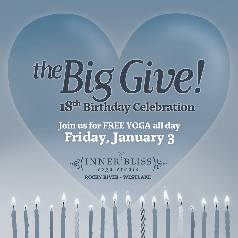 Our 18th birthday is coming up! We think giving away classes and sharing yoga with you is the best way to honor this giant occasion. On Friday, January 3, 2020 we’ll be offering FREE yoga all day long, at both studios! Read more: ow.ly/MCQU50xF969