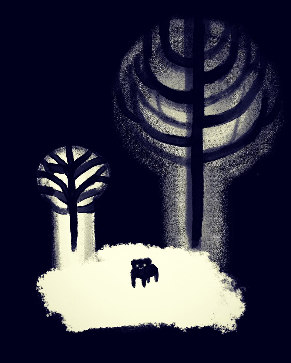 がいらいしゅ 夜の森のいきもの イラスト アート