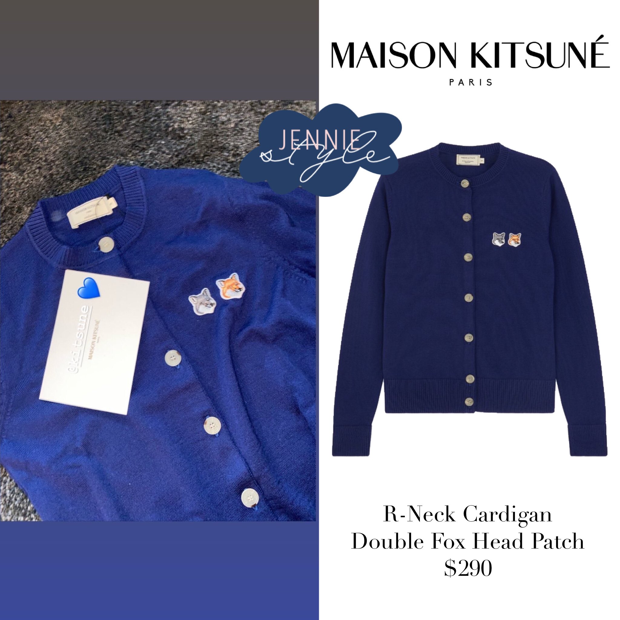 maison kitsune double fox head cardigan