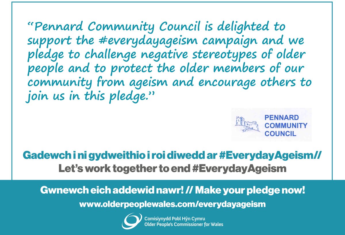 comisiwnphcymru's tweet photo. Diolch i @PennardCC am wneud addewid fel rhan o ymgyrch #EverydayAgeism. 

Beth fydd eich addewid chi? 

Dysgwch fwy am yr Ymgyrch hon a gwnewch eich addewid yma: 

https://t.co/zCLXdzpi5Z https://t.co/CMCa09SlSk