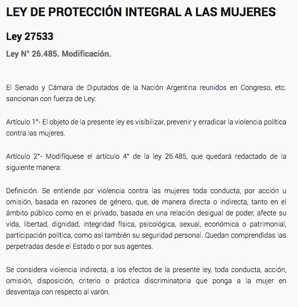 soyingridbeck's tweet photo. Hoy en el @boletin_oficial se publica la modificación de la ley 26.485 de Protección Integral a las Mujeres que incluye la violencia política como uno de los tipos de violencia machista. https://t.co/oarsJ34IM6
