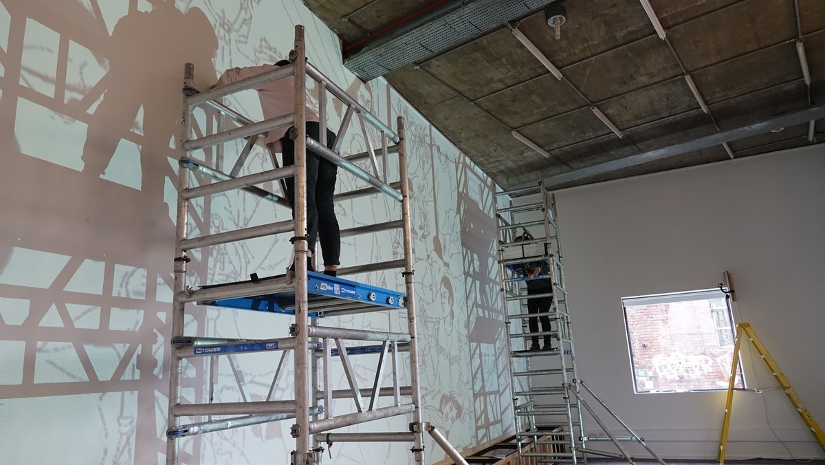 FACT_Liverpool's tweet photo. #FACT2019

🎨 In March, Irish illustrator #LauraCallaghan dedicated 7 days to hand painting our learning space wall. 🖌️ The mural focuses on the lives of those who identify as female and non-binary, connecting to our major themes for 2019. 

🔎 https://t.co/XJGpXq5KZ3 https://t.co/StTVkGHM8P
