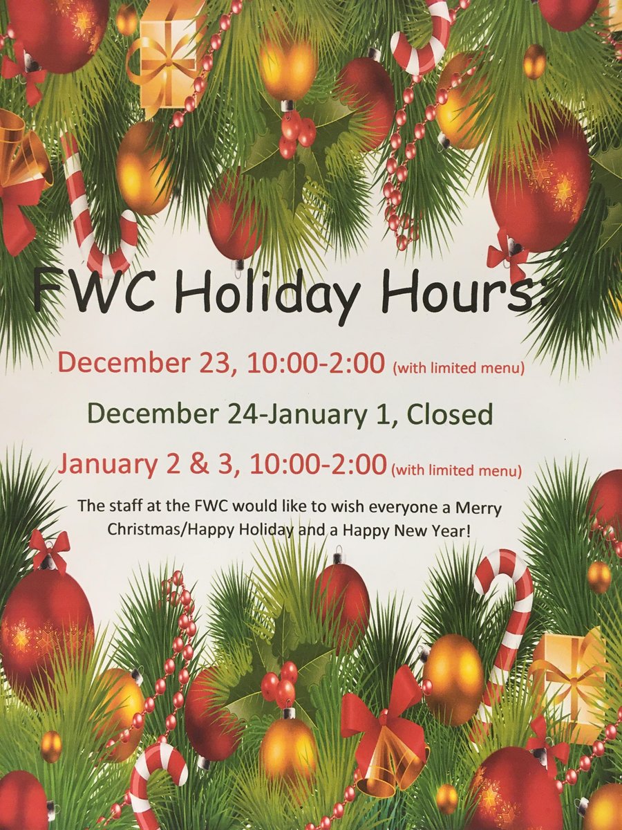 fortwilliamcafe's tweet photo. Our Christmas hours! https://t.co/6lSmS4TKFn