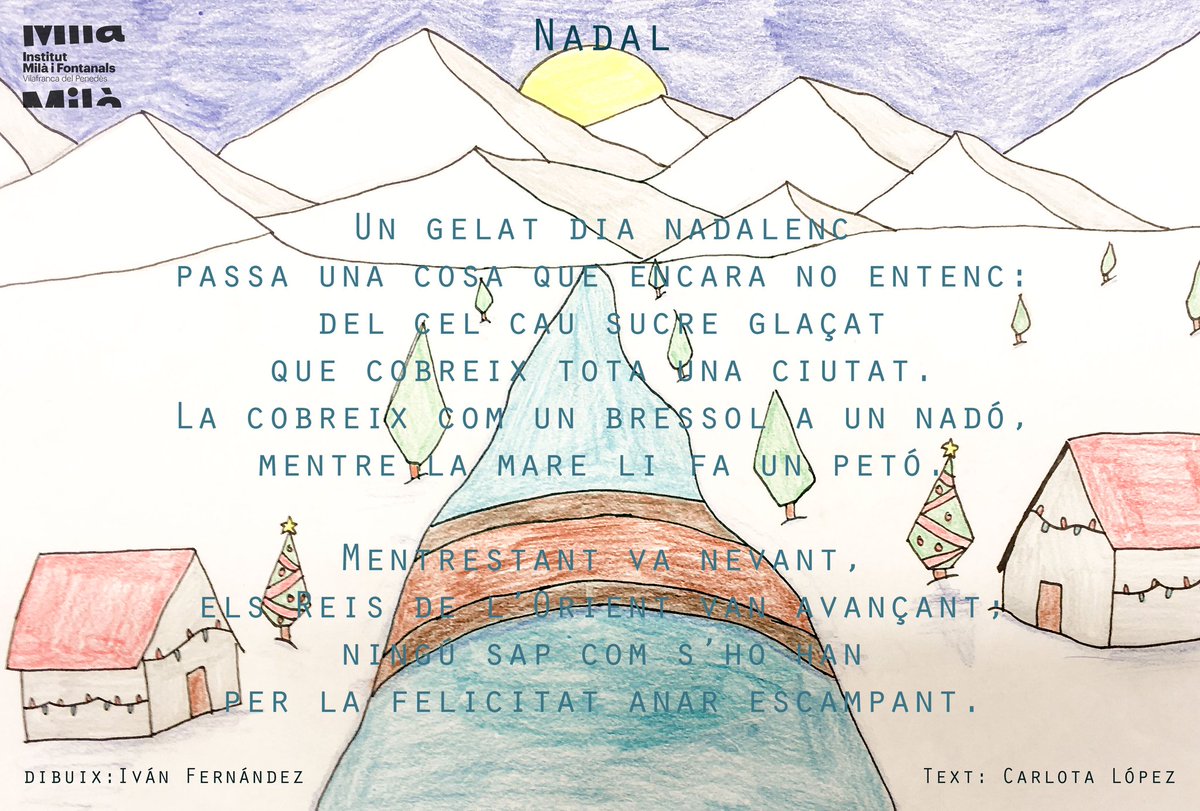 L’institut Milà i Fontanals us desitja bones festes!

L’equip docent i tots els professionals que formem la comunitat educativa de l’institut us desitgem un bon Nadal, bones festes d’hivern i una bona entrada a l’any 2020 amb aquestes dues postals!