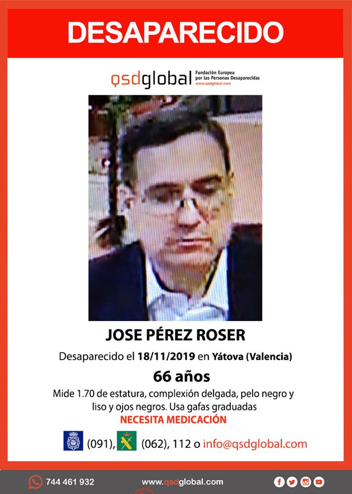 guardiacivil's tweet photo. 🆘 #Urgente ⚠

¿Has visto a José?

Ha #desaparecido en #Yátova #Valencia.

Si puedes ayudar 🤙:

📞#062
📞  091
📞  112

Tu RT es muy importante y puede ayudar a localizarlo. https://t.co/8GzN5ap9Z3