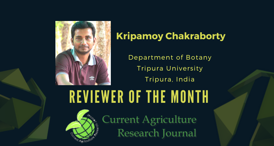 curr_agri_res's tweet photo. Announcing the "REVIEWER OF THE MONTH"
We Congratulate Kripamoy Chakraborty @kripachakrabor7 who is from Tripura University India
https://t.co/UZB1bo2zYZ
#Farming #Agriculture #SentinelsOfScience #Reviewer #Referee #Publons #OpenAccess #PeerReview #ScientificQuality https://t.co/5JHvtYsTPs