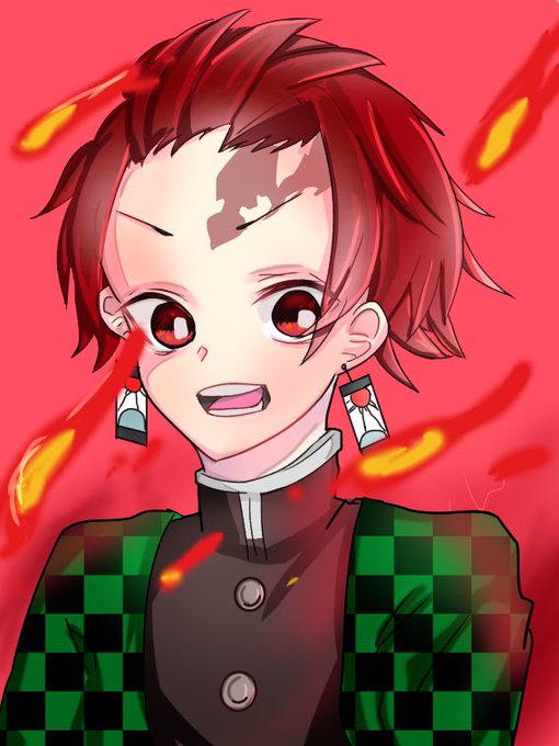 塩化ナトリウムさんがTwitterに投稿した竈門炭治郎(鬼滅の刃)のイラスト。