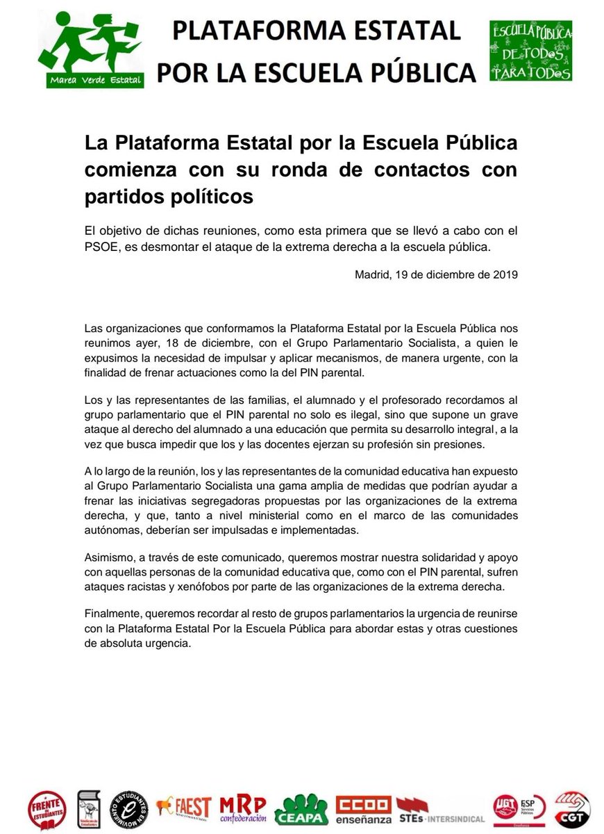 No a los ataques de la extrema derecha a la #EscuelaPública