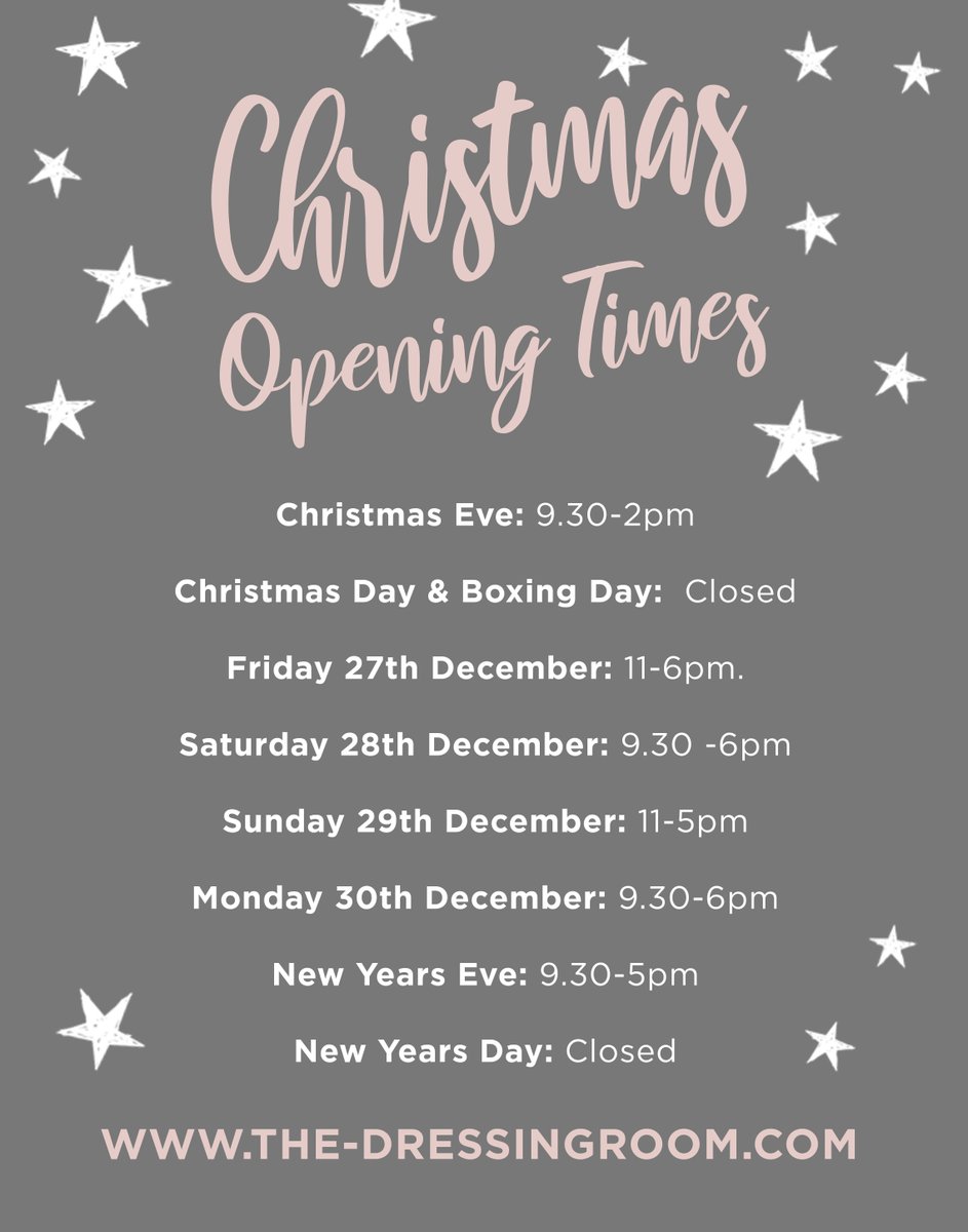 Take note of our Christmas opening times so you don't miss out on treating yourself or picking up those last minute gifts. You can collect in store up until 2pm on Christmas Eve 🎄💞 >>bit.ly/38WQo1z