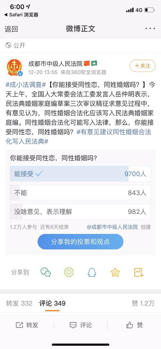 Spokesperson for Legal Affairs Committee of China’s People’s Congress announced that the legislative body was considering gay marriage in its civil code revision. Topic is trending on China’s Weibo with overwhelming online support for gay marriage. #gaymarriage #china