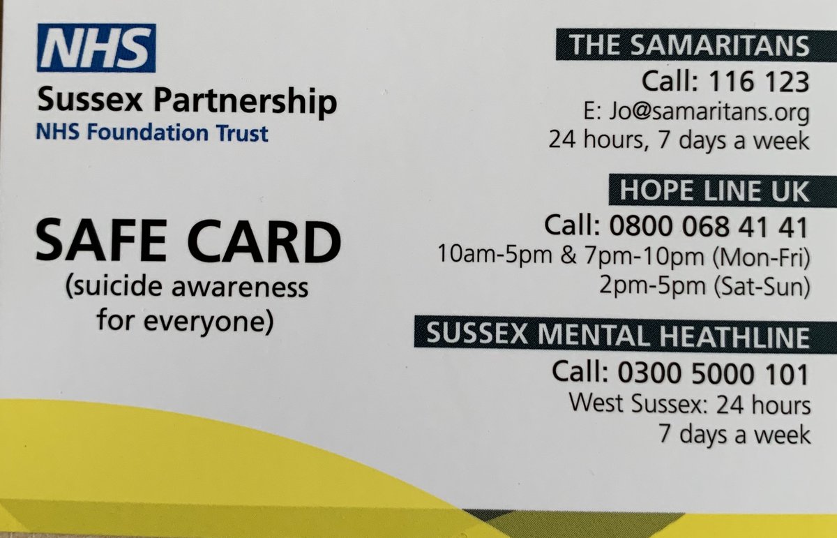 SusRecColl's tweet image. Some useful numbers to have @withoutstigma #mentalhealth #MentalHealthAwareness #safecard