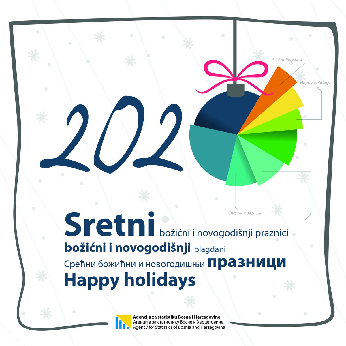Happy Holidays from everyone at the Agency for Statistics of BiH. We hope your holidays will be filled with joy and laughter through the New Year.