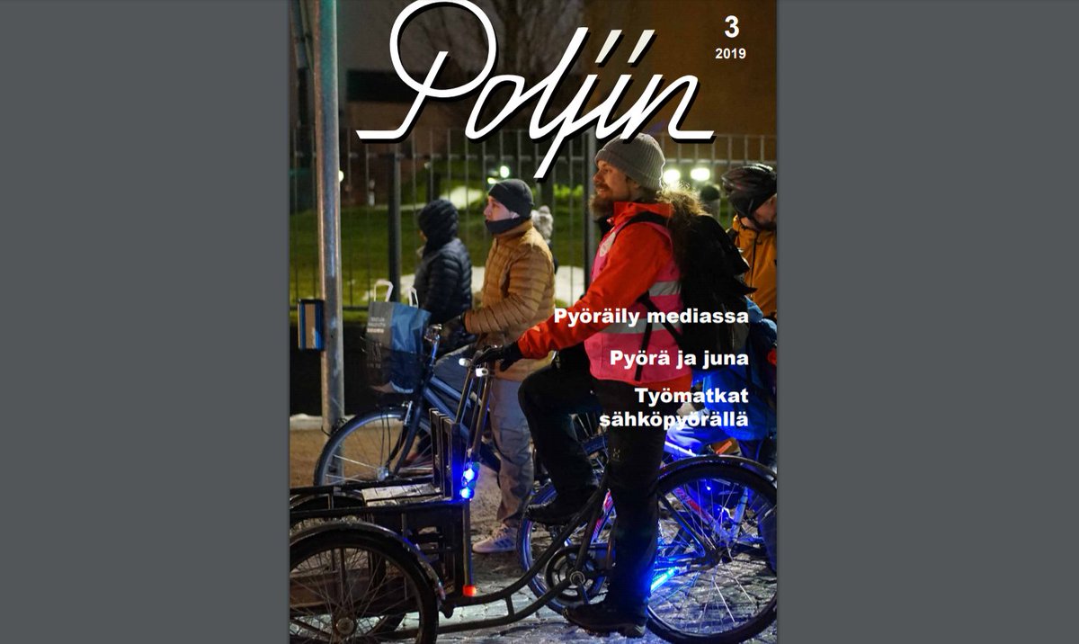 ttvmatti's tweet photo. Uusin #Poljin-lehti 3/19. Aiheena mm. pyöräily mediassa, pyörä - juna-matkaketjut, työmatkojen sähköpyöräily ja pyöräilyn neljä vuodenaikaa https://t.co/DRmDbt88N8 @pyorailykunnat
@pyoraliitto https://t.co/EqGvUDwc4x