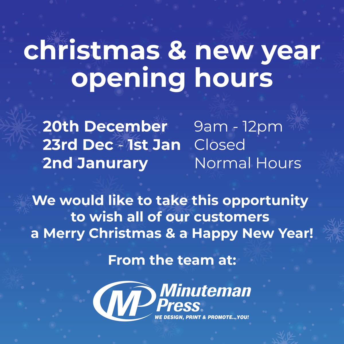 We would like to take this opportunity to wish all of our customers a Merry Christmas &amp; a Happy New Year! Here's to a prosperous 2020!