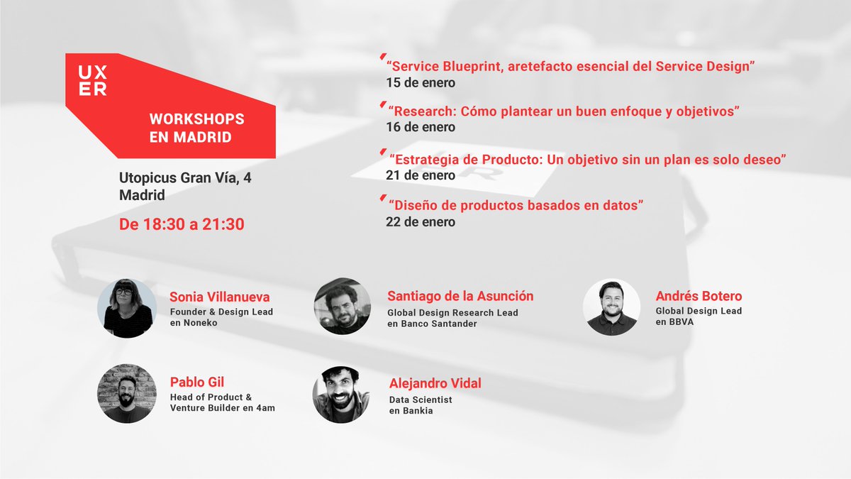 uxerschool's tweet photo. 📢¡Así sí! Os deseamos #FelizFinde con una gran noticia: Comenzamos el año con mucha fuerza con nuestros #workshops 🔜en #Madrid y #Barcelona de la mano de los mejores #profesionales del sector.
📅¡Save the dates!
Infórmate y apúntate aquí👉 https://t.co/OmMIvA3K7T 👈 https://t.co/yGWnuXMBTS