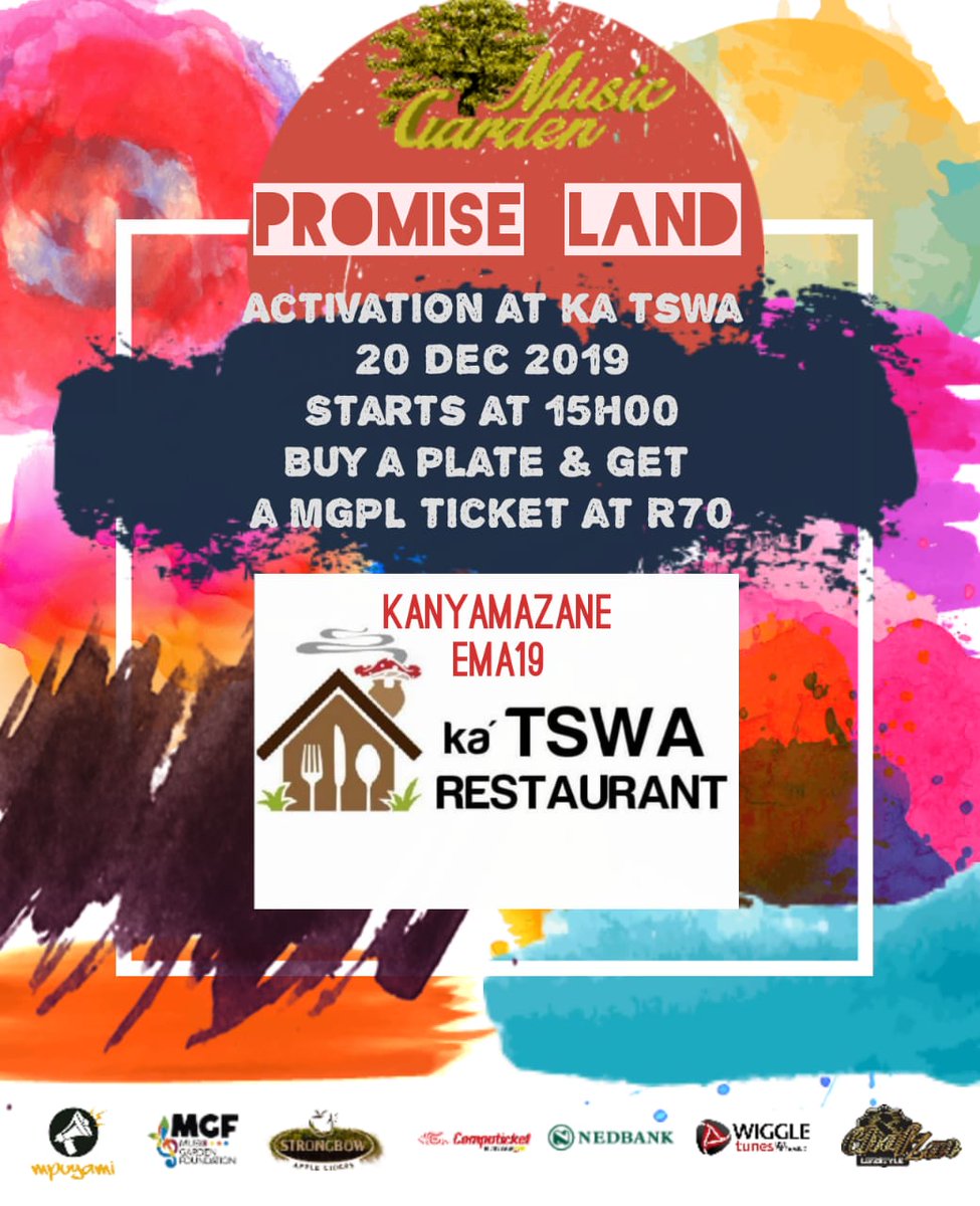 _musicgarden_'s tweet photo. Back to kasi. Let's all meet today Kwa Tswa today tickets will be sold also there if you need information regarding Music Garden sikhona da!!!
#ChafzarLifestyle #MGPromiseLand #22Dec19 #GlobaliseMP #MGF
#WeLoveMusicGarden❤ https://t.co/WpRi0oOPCx