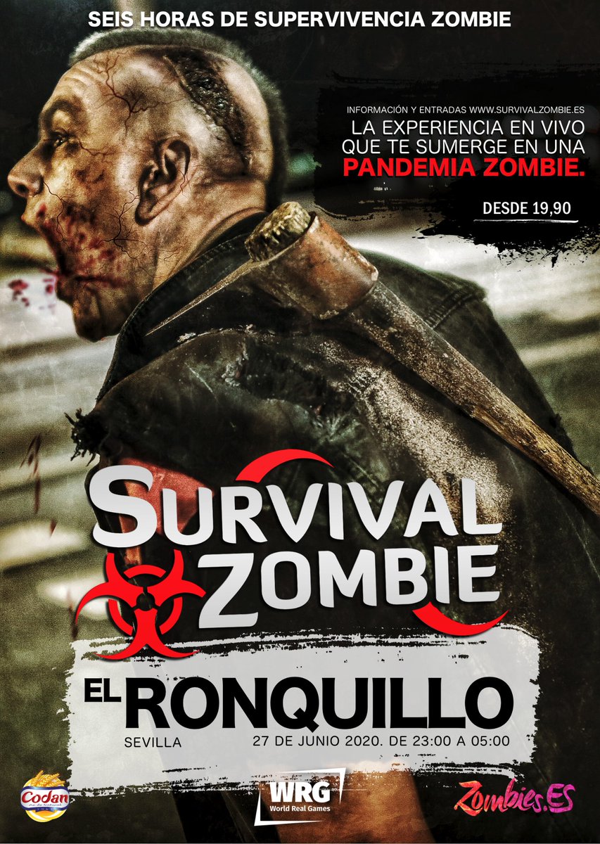SurvivalZombie's tweet photo. ¡HOY #SEVILLA! ¡SORTEO Y CONFIRMACIÓN!

¿CÓMO PARTICIPAR? 💪💪 ¡Fácil! Síguenos, haz RT y menciona a tu fiel compañero de supervivencia antes de que llegue 2020. > Puedes participar en todas nuestras redes.

ENTRADAS EN https://t.co/EnCHYv1x9L
#SurvivalZombie #SZElRonquillo https://t.co/WPIKEeHhul