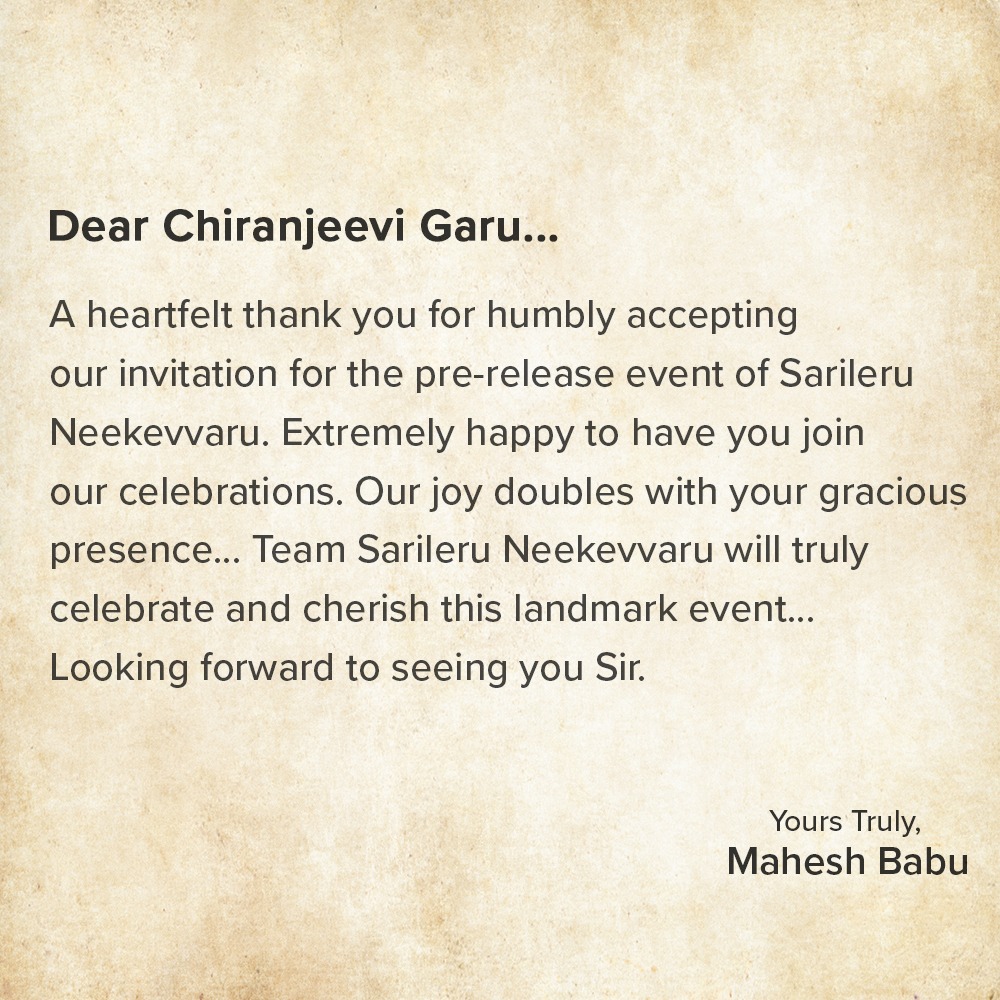 urstrulyMahesh's tweet photo. #SarileruNeekevvaru pre-release event on JAN 5th! https://t.co/cXkf1Wj1nG