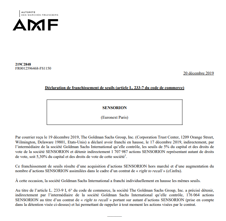 tradingdedaubes's tweet image. #sensorion : GOLDMAN SACHS.