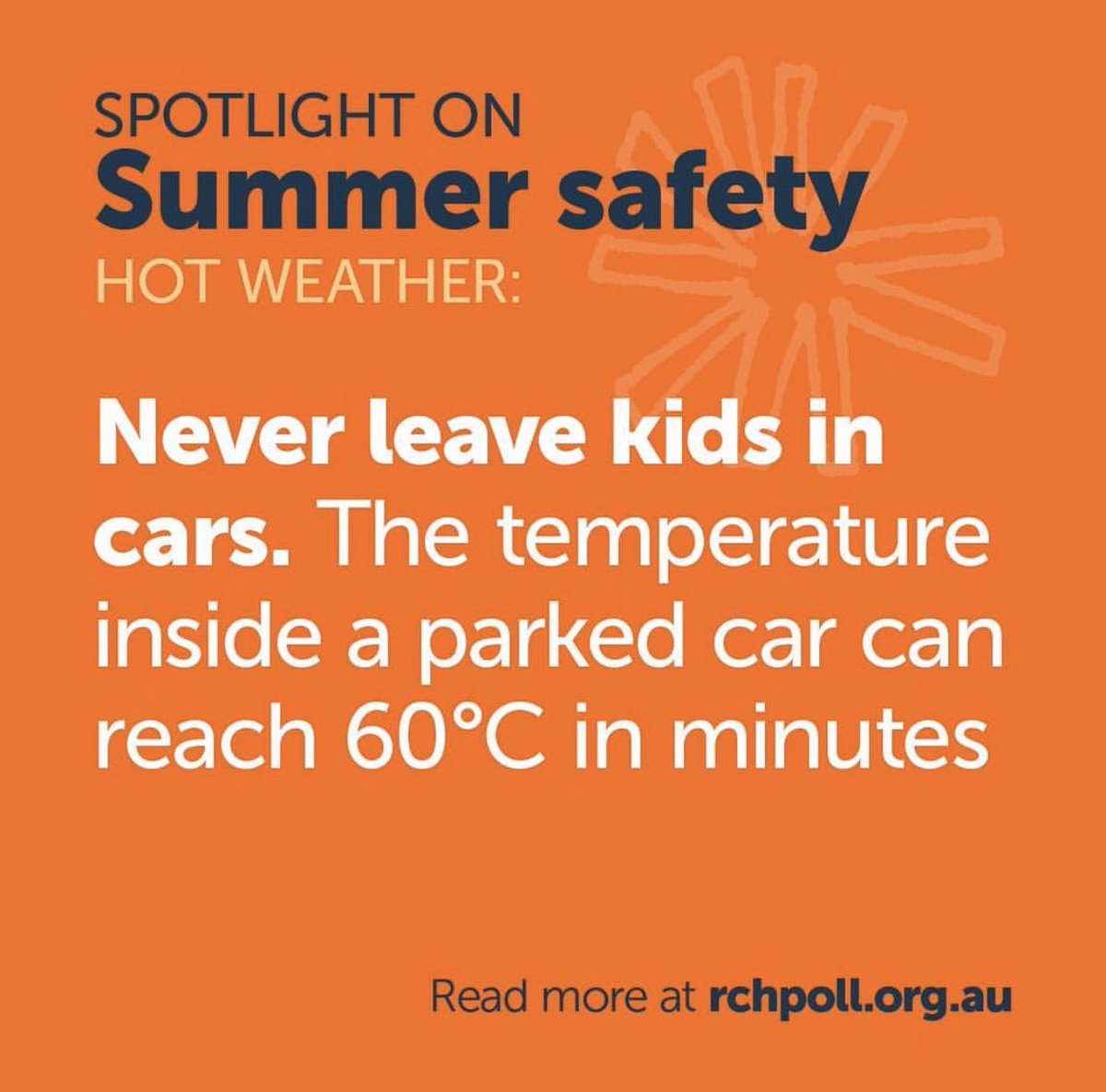Never leave kids in cars. <a href="/RCHMelbourne/">The Royal Children's Hospital, Melbourne</a> #rchpoll #FOAMed