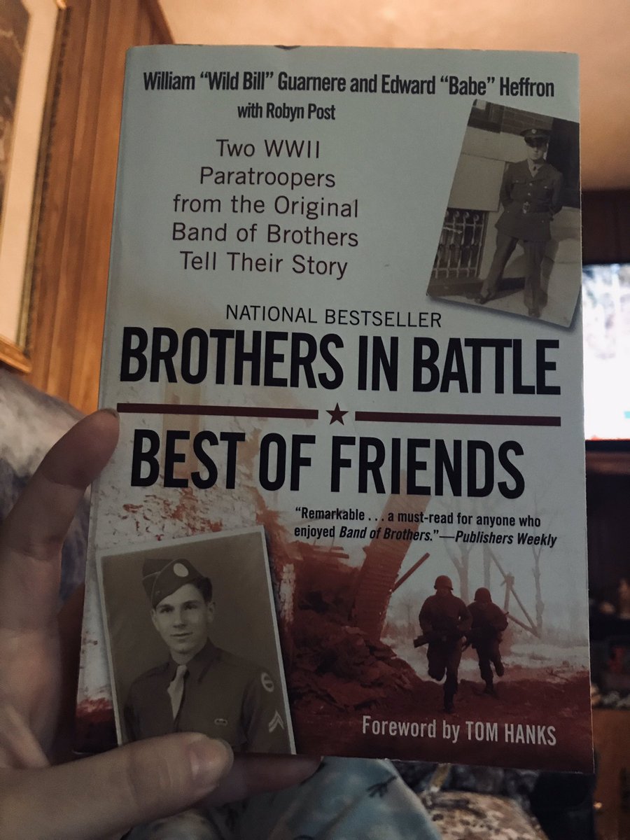 SJFancyQ's tweet photo. Finally, Iβm beginning this book! Iβve only read the forward & intro & already shed tears! What heroes! #easycompany #menofeasycompany #101stairborne #billguarnere #babeheffron #brothersinbattle #bandofbrothers @dlraff ππ https://t.co/hJXlxTSzA0