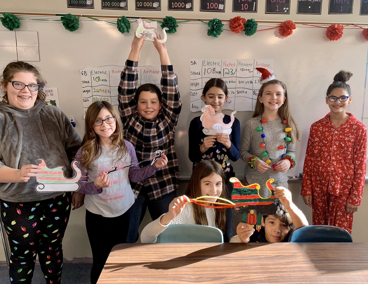 MrsLKillian's tweet photo. These 5th graders have been working hard to redesign Santa’s sleigh...&amp; finished just in time for break! #santagotabrandnewsleigh 🎅 #rocketpower 🚀 #bmspride #mathmasters https://t.co/ZrVJ6qiVxq