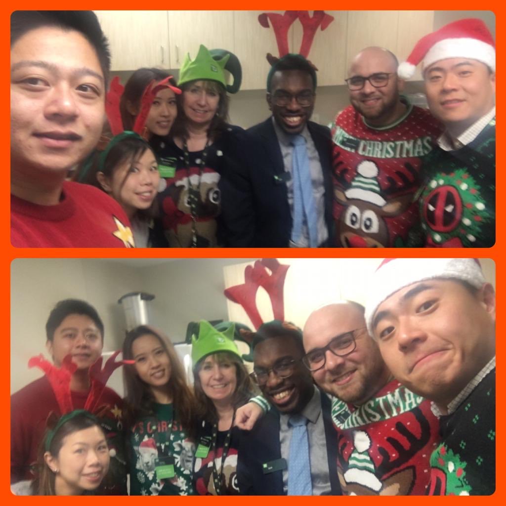 RoverJackie's tweet photo. Ugly Christmas sweater day at br1844 ⁦@vukan_petrovic⁩ https://t.co/lbixkpHk3C