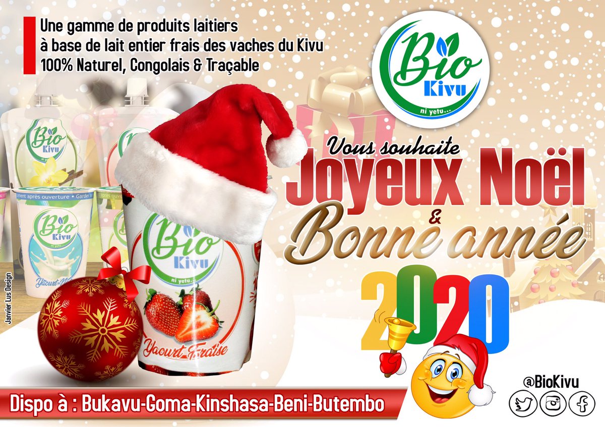 _BioKivu's tweet photo. Meilleurs vœux et toutes les bonnes choses à vous ! 2020 année de réussite ! 100% Satisfaction https://t.co/t41EvEZ6v6