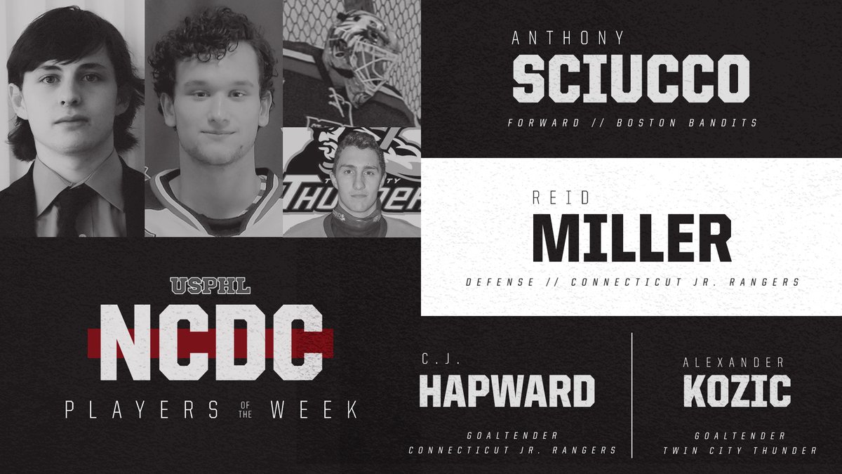 The votes are in and here are your #NCDC #PlayersOfTheWeek! Congratulations to these members of the <a href="/Jr_Bandits/">Bridgewater Jr Bandits</a>, <a href="/CJRHockey/">CT Junior Rangers</a> and <a href="/TwinCityThunder/">New England Thunder</a>!

Best of luck this weekend, gentlemen.

bit.ly/NCDCPOTW122019
