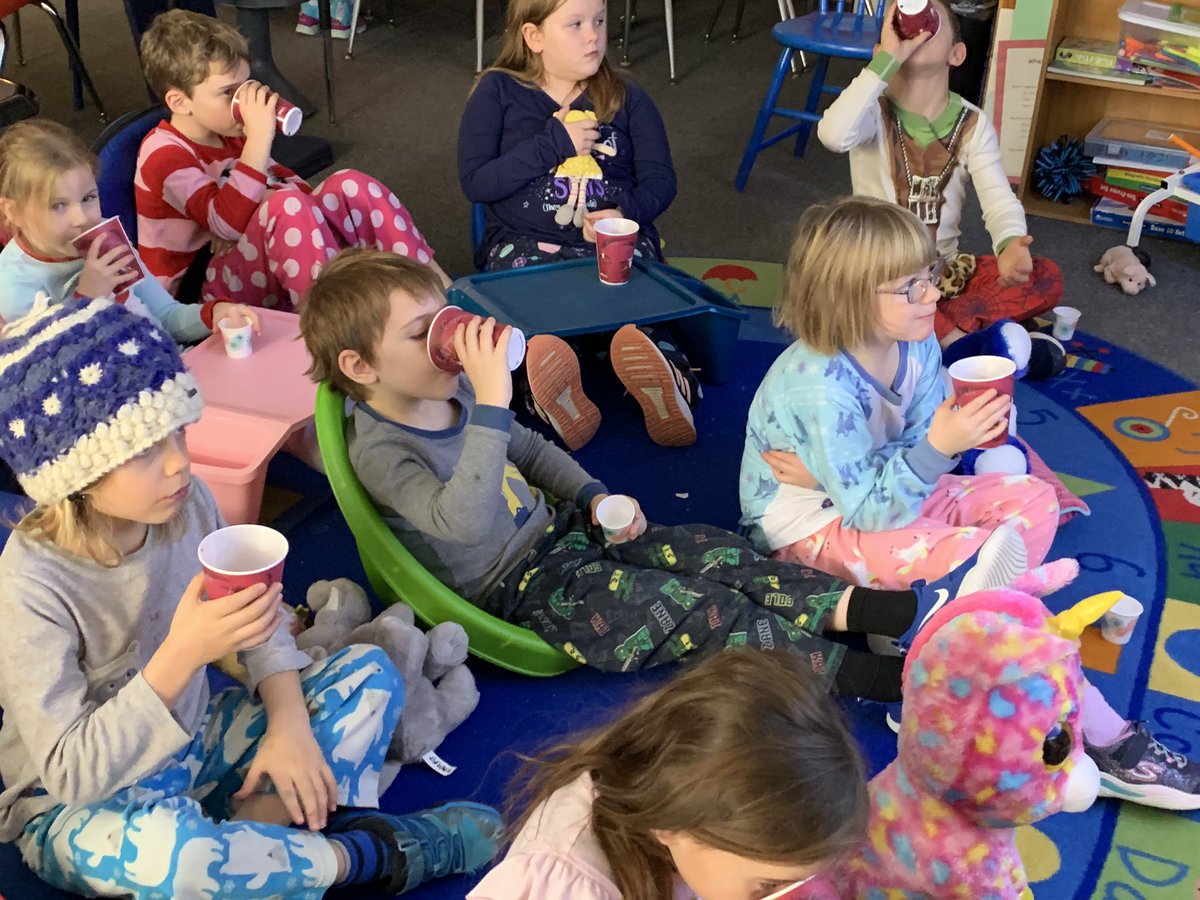 Just enjoying some hot cocoa in our PJs while watching a movie!  #schoolcelebration @resvt @mmuusdvt