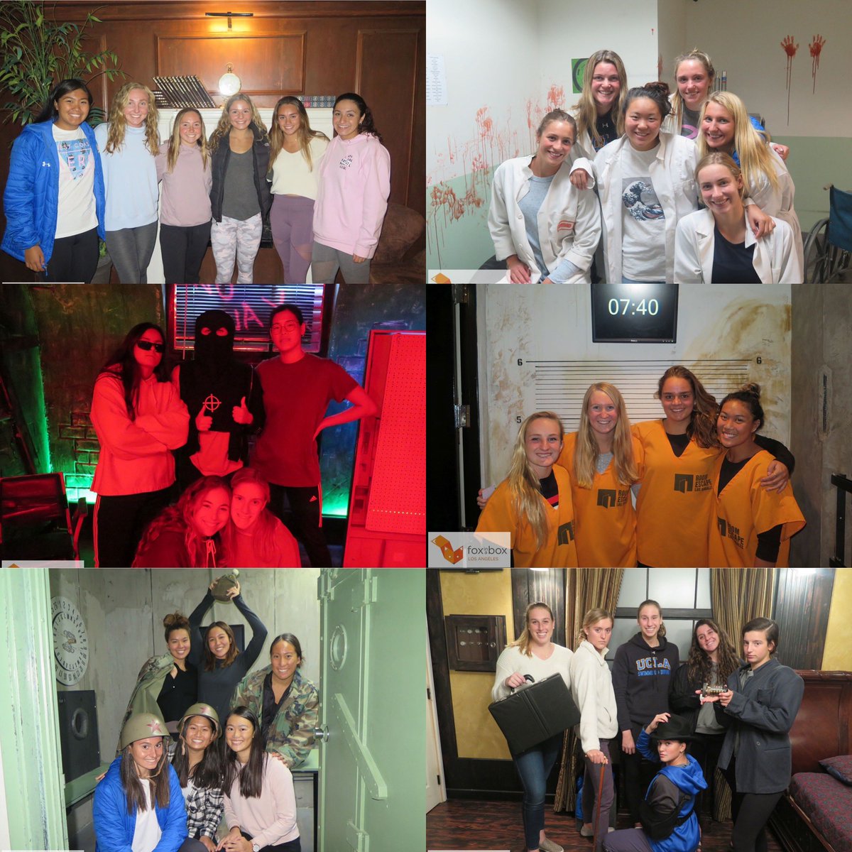 UCLASwimAndDive's tweet photo. The Bruins had a fun time team bonding on how to โescapeโ Wednesday night ๐.
>>
>>
#EscapeRoom #TeamBonding #Breakout #SetUsFree #BruinFreedom #FoxBox #ColdWarBunker #PrisonBreak #TeslasMystery #TheOtherSide #Zodiac #ZombieLab #Bruins https://t.co/sEMhQRhiv6
