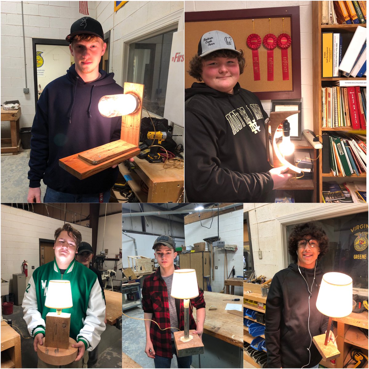 MsSchantzWMHS's tweet photo. Ag shop students are brightening up this holiday season with their hand made lamps which they designed and wired themselves! Proud of these guys! https://t.co/gVaqb4EQdz