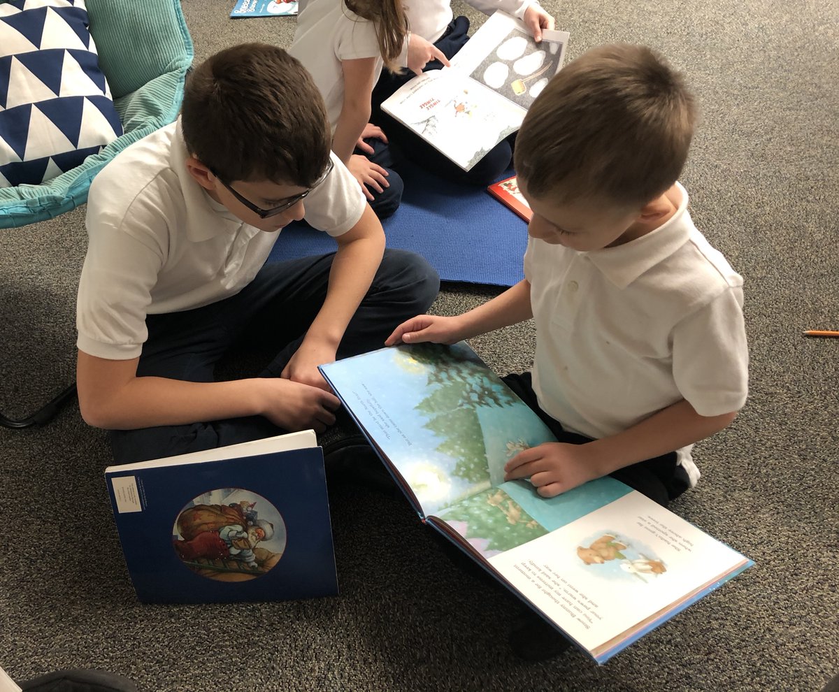 stsebschool's tweet photo. The 5th graders recently read Christmas stories to their 1st grade buddies. What a magical experience for all! https://t.co/x9rCY1XwNT
