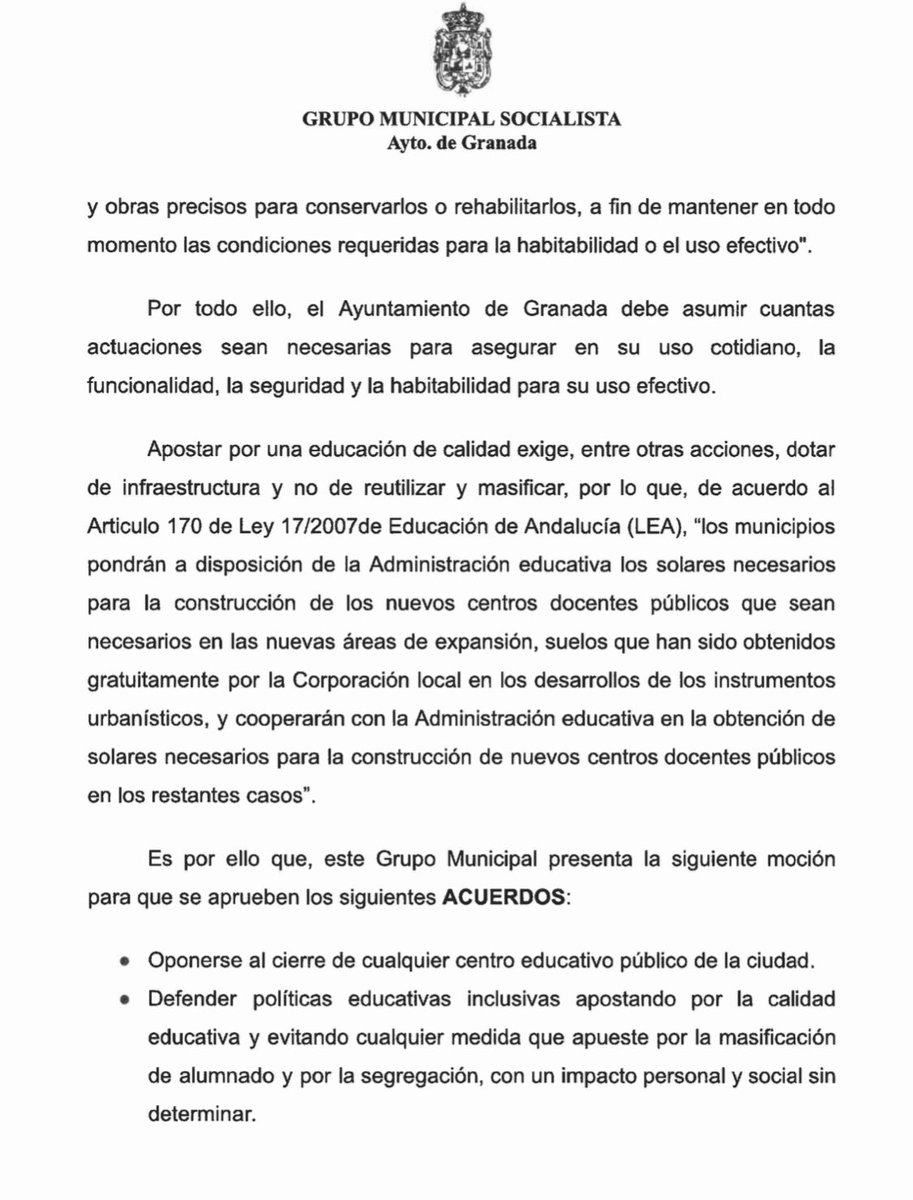 jacobocalvo's tweet photo. CS, PP y VOX han votado en contra de la moción presentada en el Pleno del @aytogr para no seguir dando pasos en falso en relación a los #CEIPSO. Hasta que todas las incertidumbres no se conviertan en certezas, no se deberían tomar decisiones. Han dicho NO. Siguen con su plan https://t.co/wJBh8DYTCv