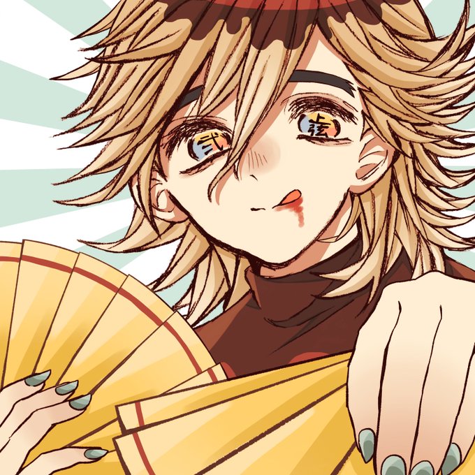 ぽめこ💮さんがTwitterに投稿した童磨(鬼滅の刃)のイラスト。