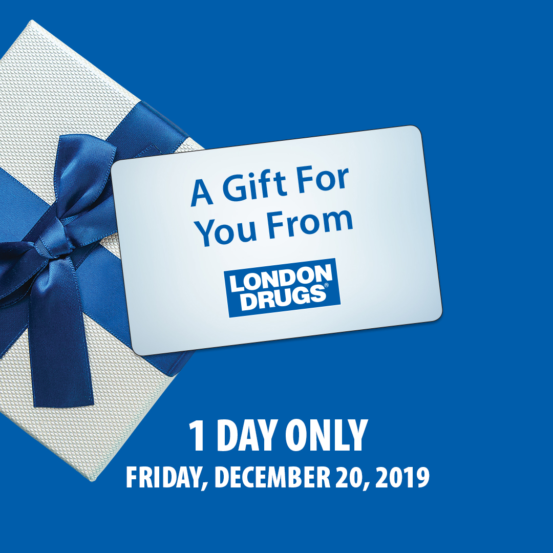 LondonDrugs's tweet photo. Receive a $20 gift card FREE with the purchase of a $100 London Drugs Gift Card!
Today only – Friday December 20th 
Limit five per customer. These cards may not be used to purchase any other gift or prepaid cards
For complete details, see in store.  

https://t.co/dtU0Q6N6xc https://t.co/3O0G8M9mwj