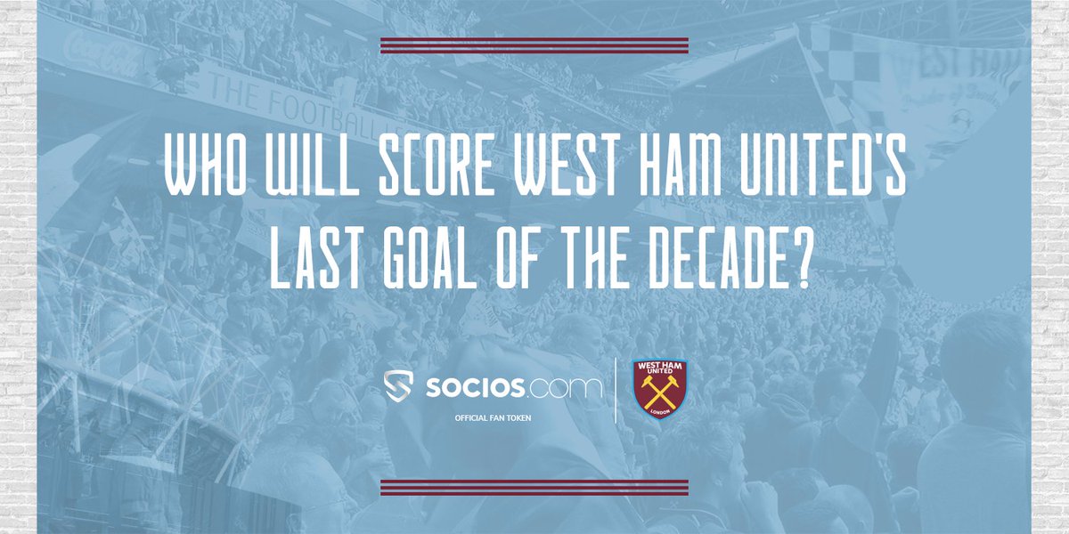 socios's tweet photo. Guess the last @WestHam player to score the final goal of the decade for a chance to win https://t.co/2FROhSNgw8 x West Ham United limited edition shirt.

To participate:

✅Follow
✅Comment
✅RT https://t.co/MRNuUkKft8