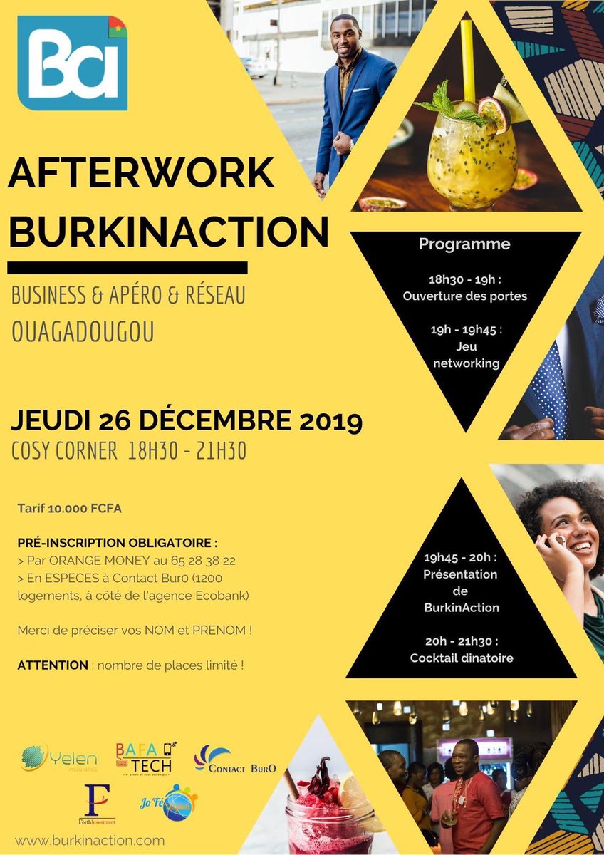 BurkinAction226's tweet photo. ➡️ Avez vous pris votre place ? 

‼️ Pour rappel, la pré-inscription est obligatoire et le nombre de places est limité !
> Par ORANGE MONEY au 65 28 38 22 
> En ESPECES à Contact Bur0 (1200 logements, à côté de l'agence Ecobank)
> En ligne : https://t.co/6ZF8Lgj5V5
#burkinaction https://t.co/6i5KWMaqAI