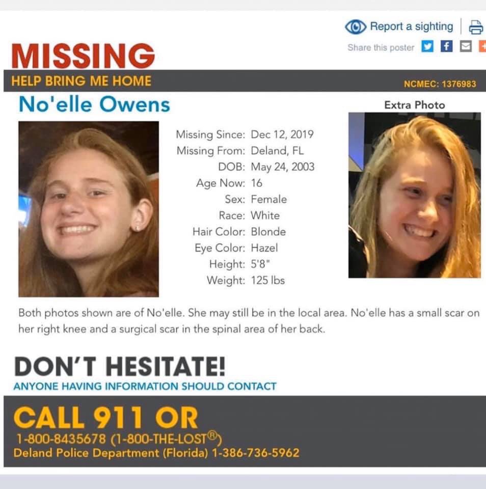 No’elle is still missing. Please if you see her or know where she is please call the number on this flyer. #WeAreDeLand